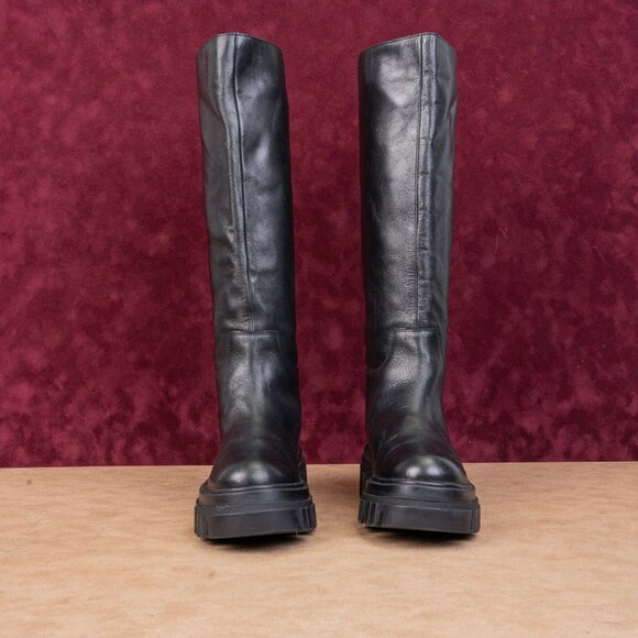 Marc Fisher Women Malena Black Leather Platform Vintage Retro Lug Boots size 6 - Picture 3 of 10
